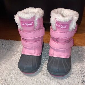 Cat & Jack Pink and Gray Kids' Snow Boots